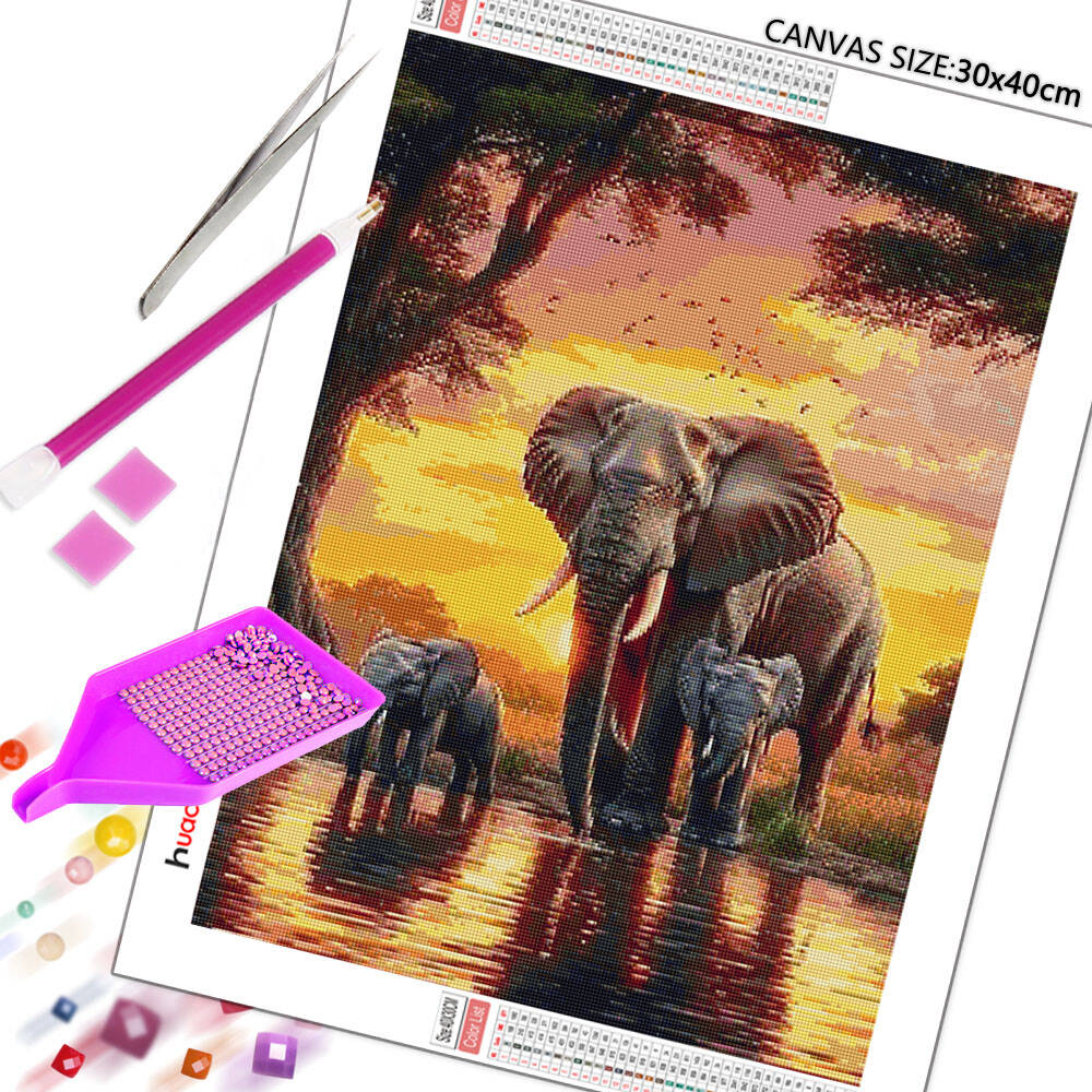 Huacan elefante puesta de sol  - Resin Art Wallpaper reseña y precio