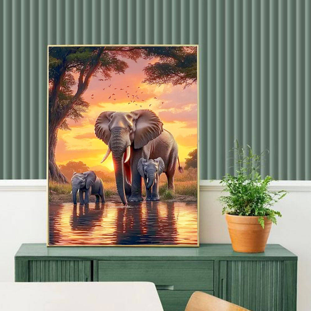 Huacan elefante puesta de sol  - Resin Art Wallpaper reseña y precio